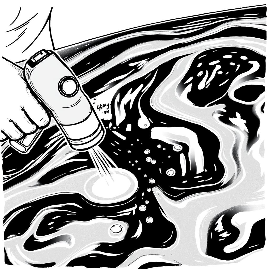 Epoxy pour removing bubbles cartoon art